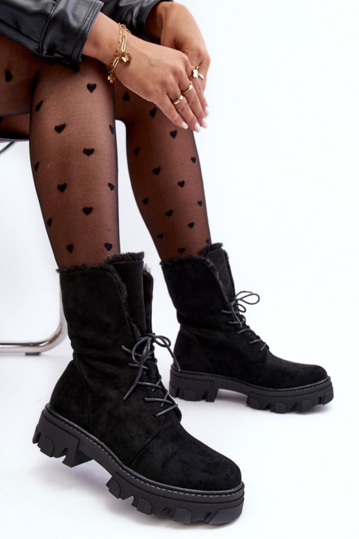 Frendo Schnürstiefel mit Warm-Up in Schwarz