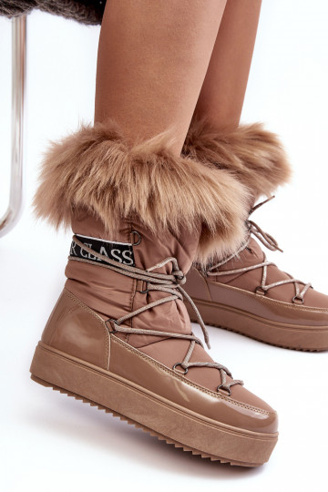 Schneestiefel mit Schnürsenkel beige Santero