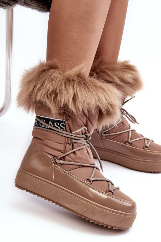 Schneestiefel mit Schnürsenkel beige Santero
