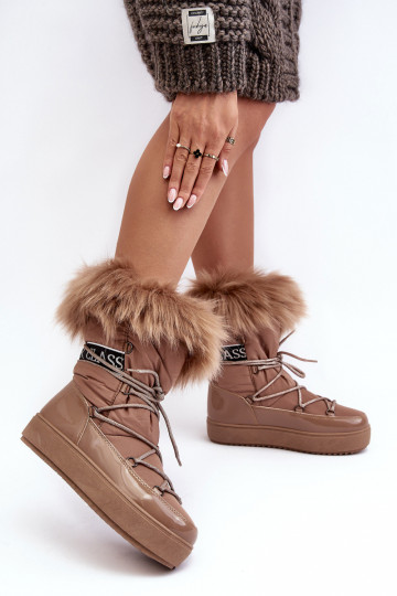 bottes de neige à lacets beige Santero 2