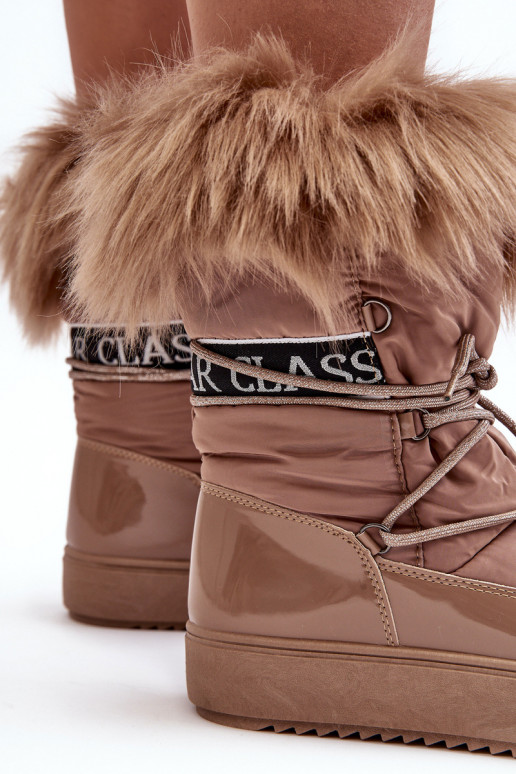 Schneestiefel mit Schnürsenkel beige Santero