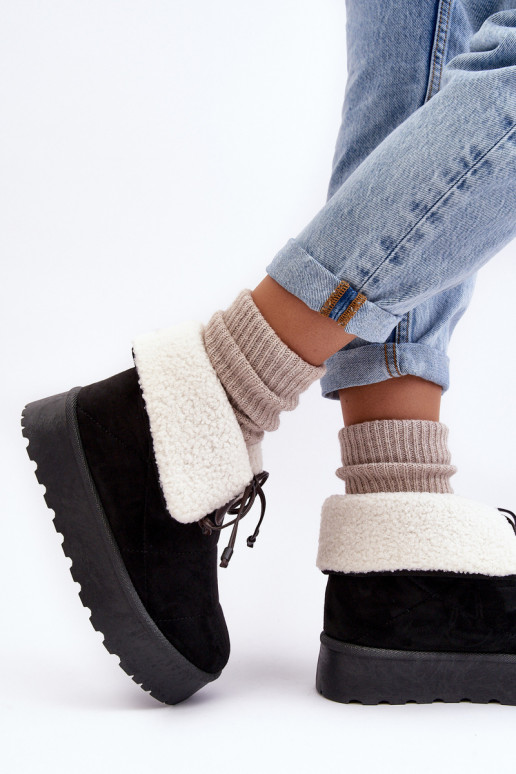 snowboots met platform met verwarming in de zwarte kleur Olimuka