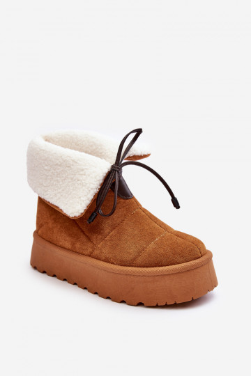 snowboots met platform met verwarming in de bruine kleur Olimuka