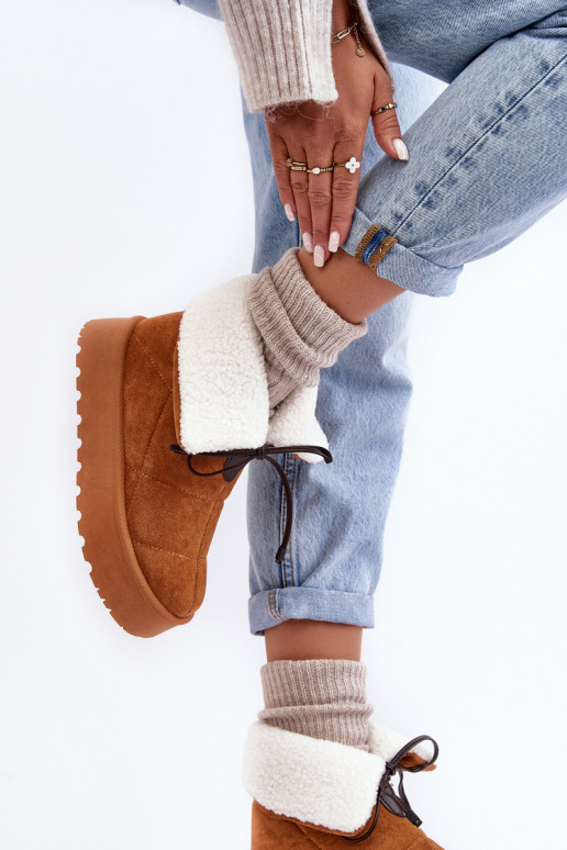 snowboots met platform met verwarming in de bruine kleur Olimuka