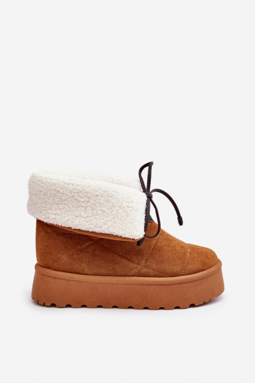 snowboots met platform met verwarming in de bruine kleur Olimuka