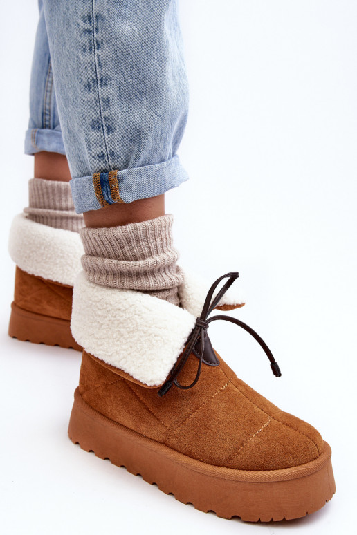 snowboots met platform met verwarming in de bruine kleur Olimuka