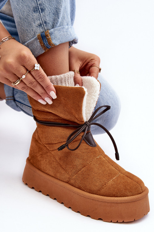 bottes de neige avec plateforme chauffante de couleur marron Olimuka bottes de neige avec plateforme chauffante de couleur marron Olimuka