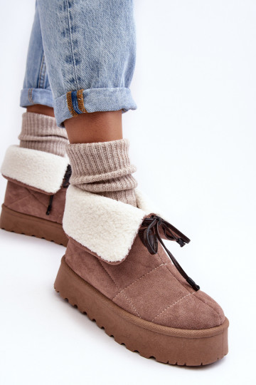 bottes de neige à plateforme avec Olimuka beige chauffant 2