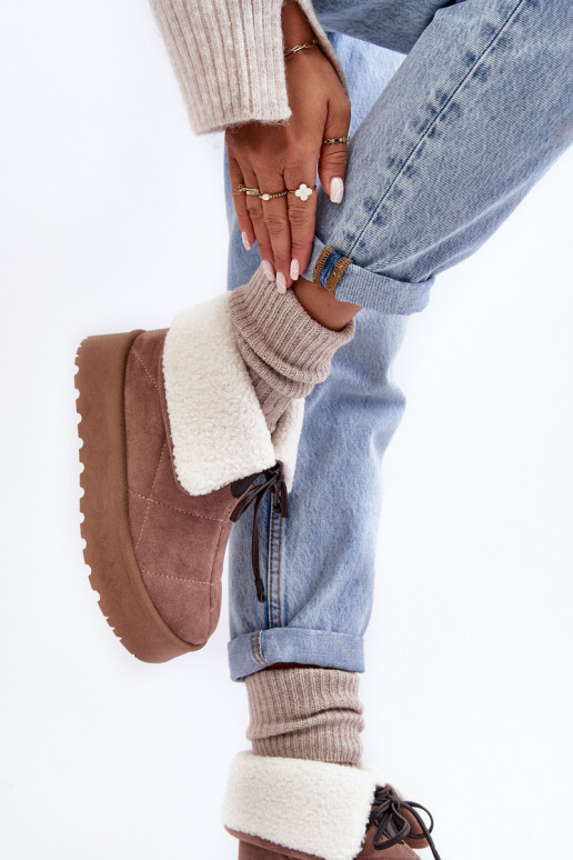 snowboots met een platform met verwarmend beige Olimuka