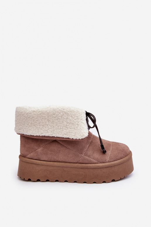 snowboots met een platform met verwarmend beige Olimuka