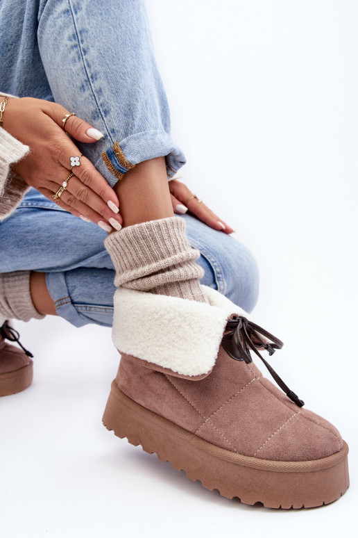 bottes de neige à plateforme avec Olimuka beige chauffant