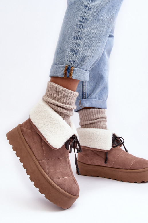 snowboots met een platform met verwarmend beige Olimuka