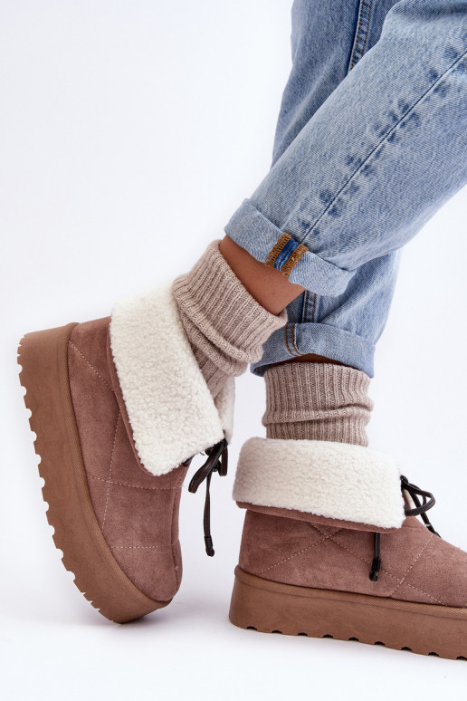 bottes de neige à plateforme avec Olimuka beige chauffant