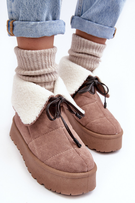 bottes de neige à plateforme avec Olimuka beige chauffant