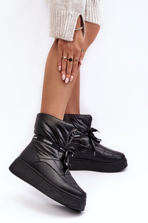bottes de neige Wiązaniem couleur noire Siracna