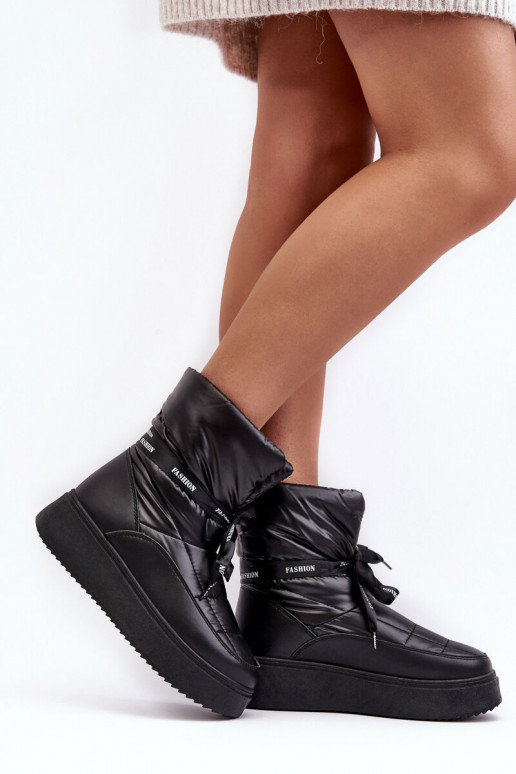 bottes de neige Wiązaniem couleur noire Siracna