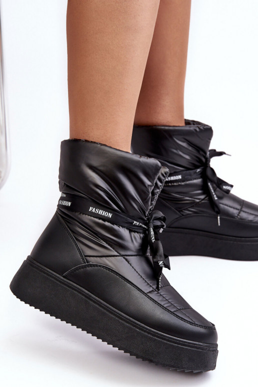 bottes de neige Wiązaniem couleur noire Siracna