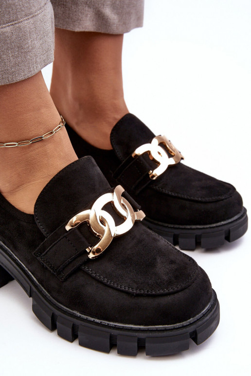 suède schoenen met ornamenten in zwarte Rullenes