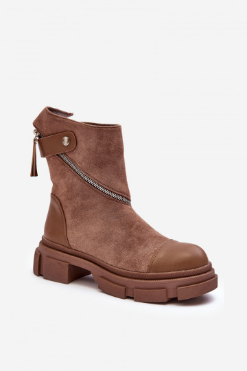 Bottines en daim avec fermetures éclair beige Kandell