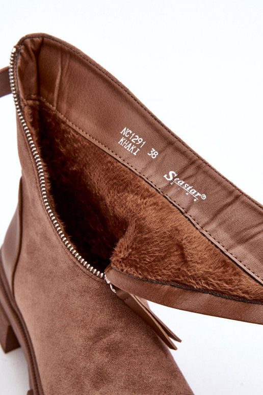 Suede laarzen met ritsen beige Kandell