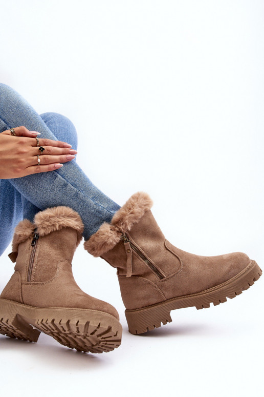 Bottines en daim avec fourrure couleur beige Hasiva Bottines en daim avec fourrure couleur beige Hasiva