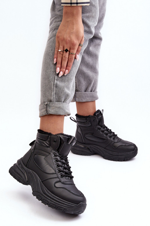 chaussures de sport chauffées à lacets de couleur noire Dejana chaussures de sport chauffées à lacets de couleur noire Dejana