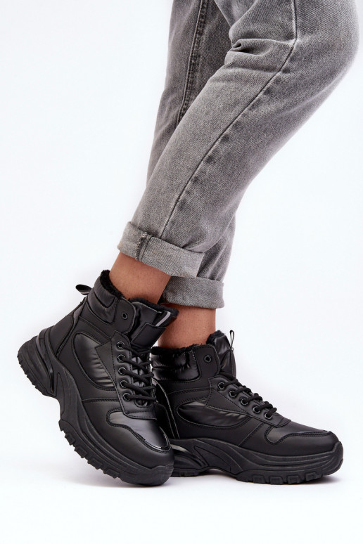 chaussures de sport chauffées à lacets de couleur noire Dejana chaussures de sport chauffées à lacets de couleur noire Dejana