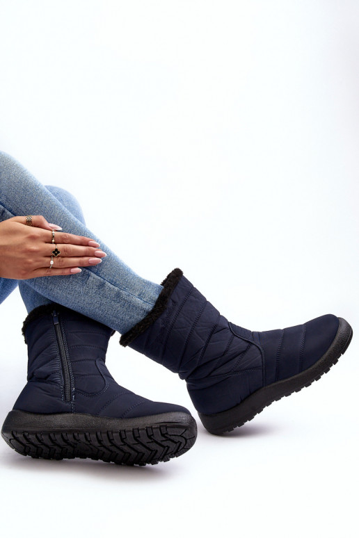 bottes de neige chauffantes de couleur bleu foncé Luxina