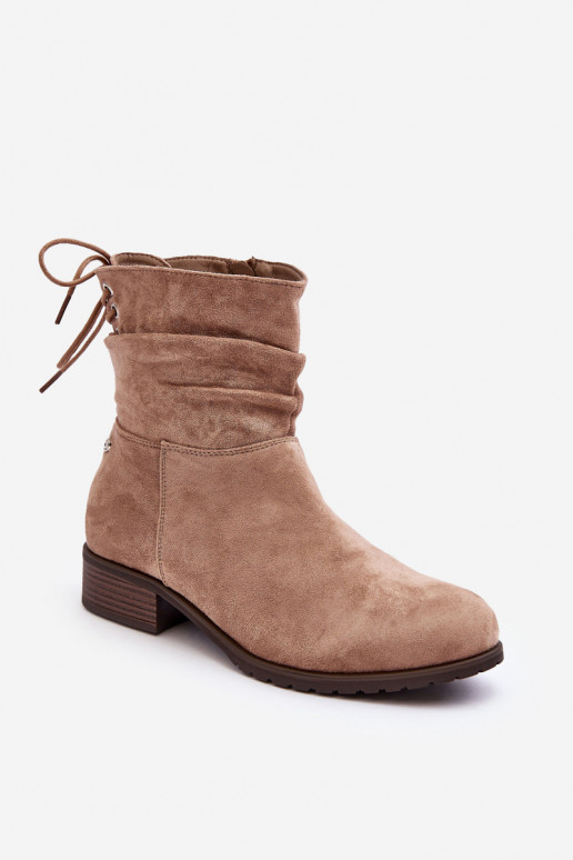 Beige Wildlederstiefel für Damen von Keresa Beige Wildlederstiefel für Damen von Keresa
