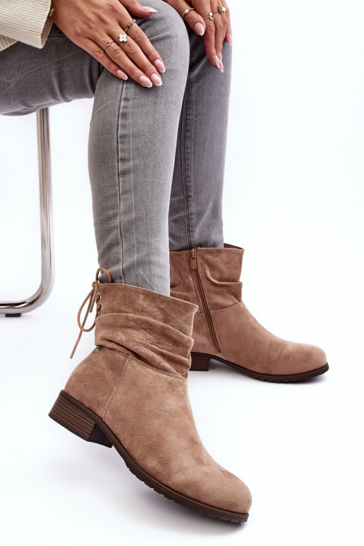 Bottines femme en daim beige Keresa