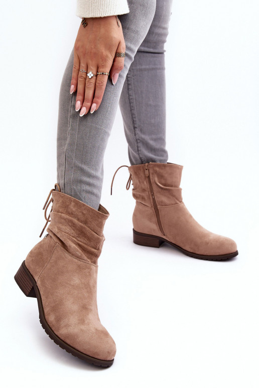 Bottines femme en daim beige Keresa
