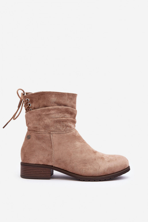 Beige Wildlederstiefel für Damen von Keresa Beige Wildlederstiefel für Damen von Keresa