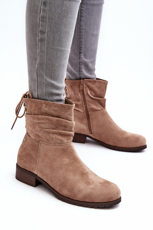 Bottines femme en daim beige Keresa