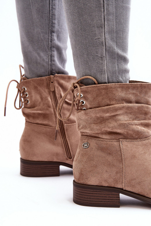 Bottines femme en daim beige Keresa
