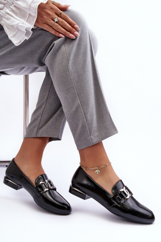 damesmocassins met lakeffect met ornamenten in zwart Camilena