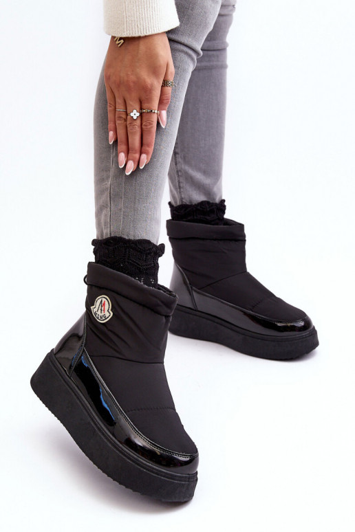 Bottes de neige à plateforme de couleur noire Gattea