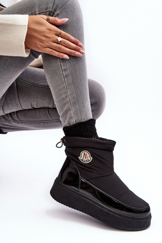 Bottes de neige à plateforme de couleur noire Gattea