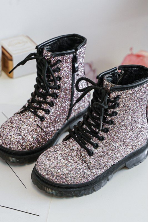 Bottes pour enfants avec un brillant réchauffé avec des fermetures éclair couleur rose Saussa