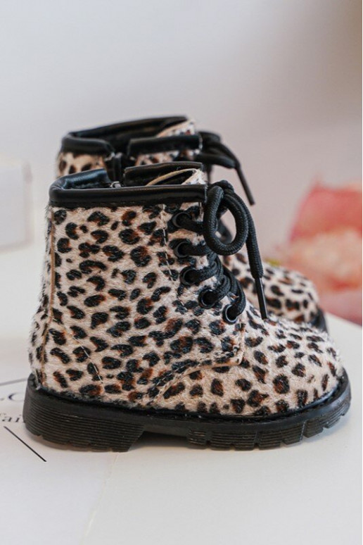 Chaussures chaudes pour enfants avec fermetures éclair beige Goopy