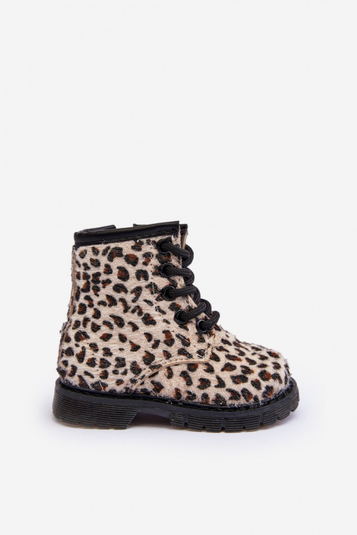 Chaussures chaudes pour enfants avec fermetures éclair beige Goopy