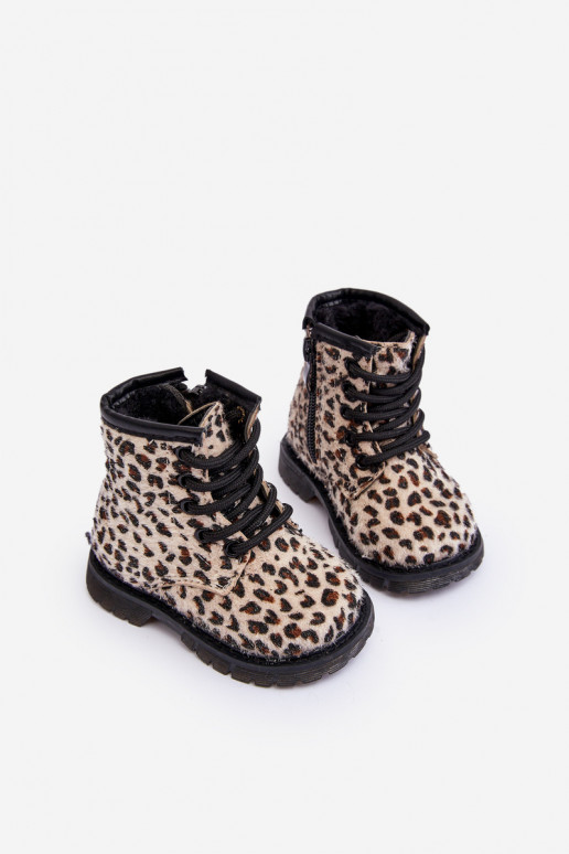 Warme kinderschoenen met ritsen beige Goopy