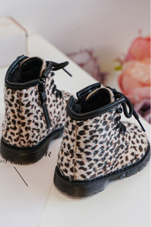 Chaussures chaudes pour enfants avec fermetures éclair beige Goopy