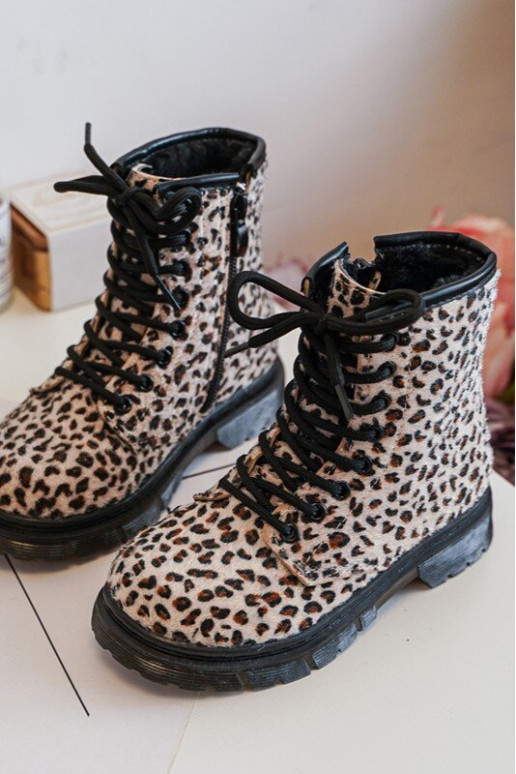 Chaussures chaudes pour enfants avec fermetures éclair beige Goopy