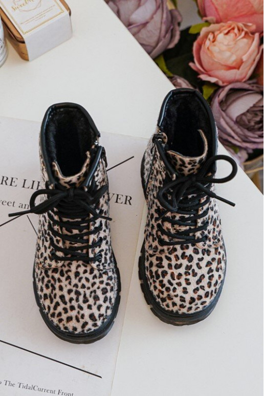 Chaussures chaudes pour enfants avec fermetures éclair beige Goopy