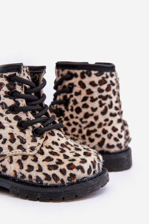 Chaussures chaudes pour enfants avec fermetures éclair beige Goopy