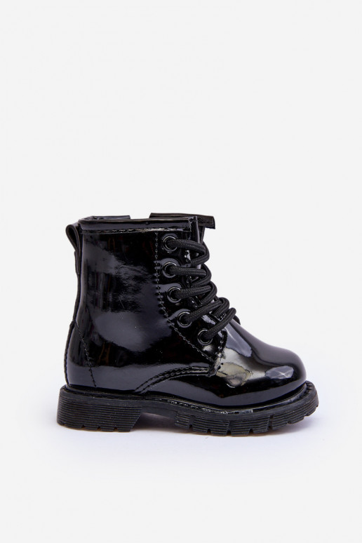 Bottines pour enfants effet laqué avec fermetures éclair en noir Tibbie