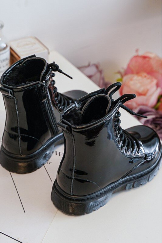 Bottines pour enfants effet laqué avec fermetures éclair en noir Tibbie Bottines pour enfants effet laqué avec fermetures éclair en noir Tibbie