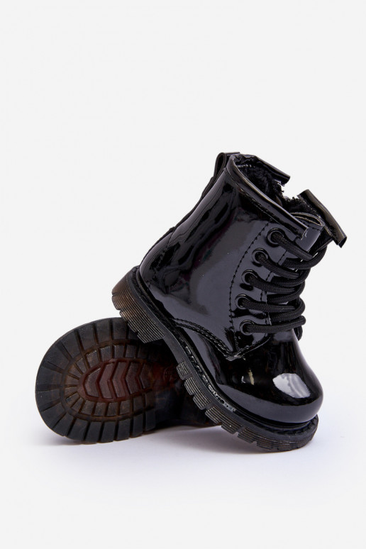 Bottines pour enfants effet laqué avec fermetures éclair en noir Tibbie