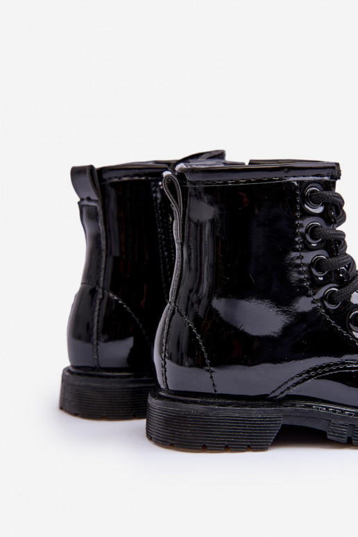 Kinderlaarzen met lakeffect met ritsen in zwart Tibbie Kinderlaarzen met lakeffect met ritsen in zwart Tibbie