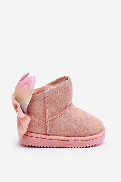 Bottes de neige chauffées pour enfants avec rubans rose Meriva